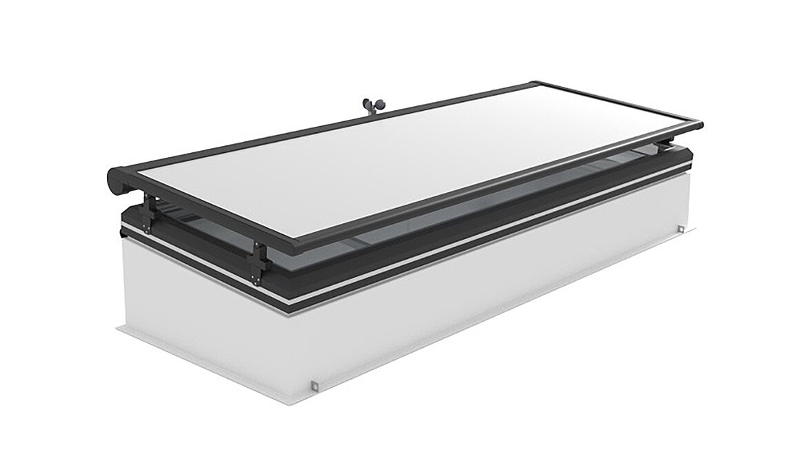 LAMILUX Flat Roof Access Hatch Service FE with integrated awning in closed position