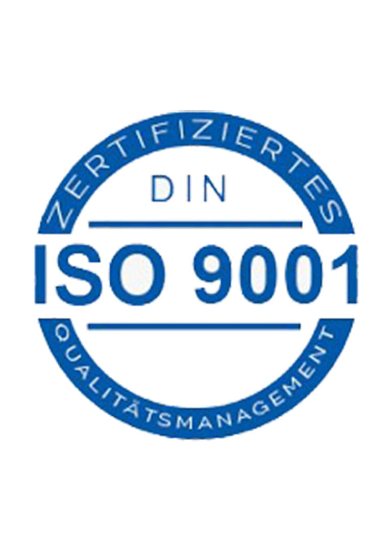 Certified quality management DIN ISO 9001 seal