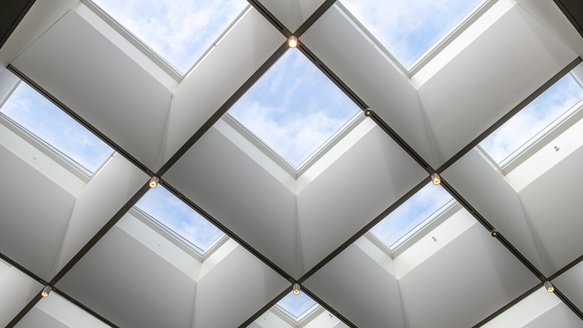 detailed view of multiple LAMILUX Glass Skylight FE 3° in grid arrangement