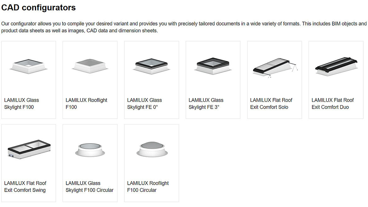 LAMILUX daylight systems in the product configurator 