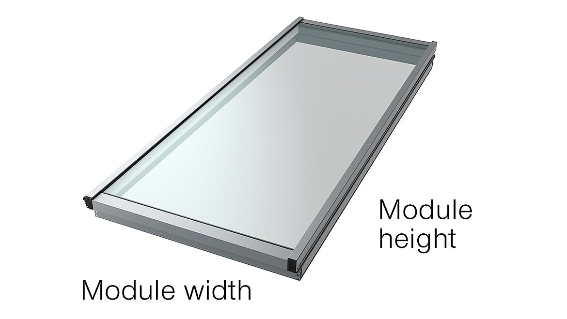 LAMILUX Modular Glass Skylight Illustration Module width and Module height