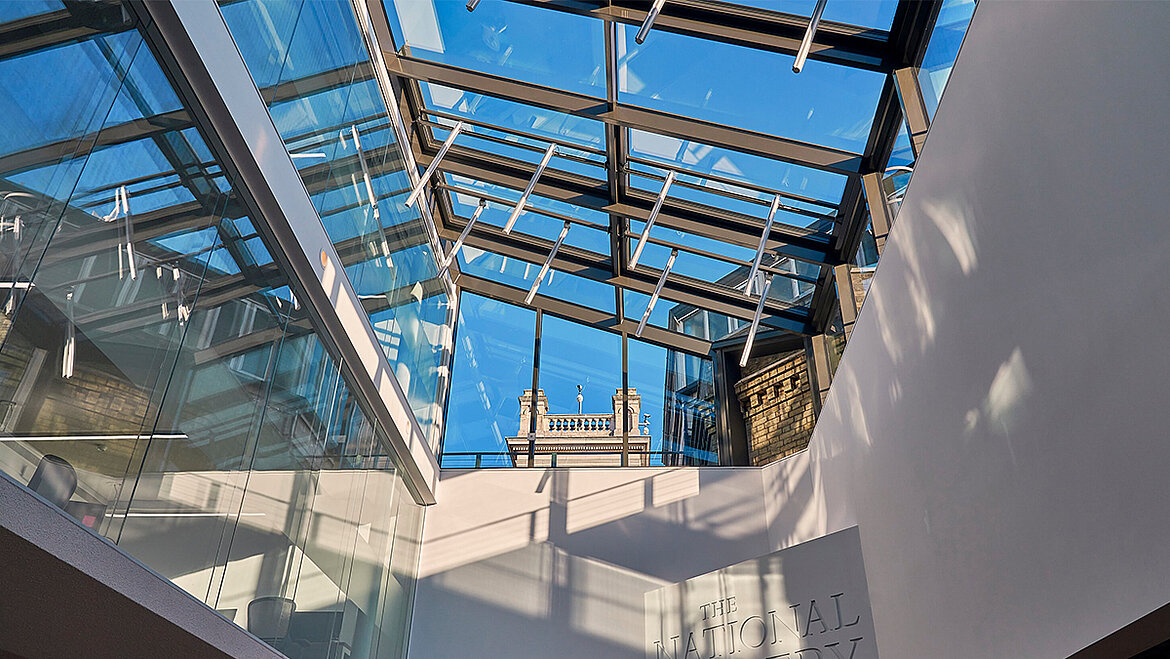 LAMILUX Glass Roof at the National Gallery London with modern glass and steel construction