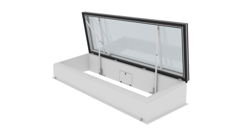Open Flat Roof Access Hatch Service FE with glass sash on upstand
