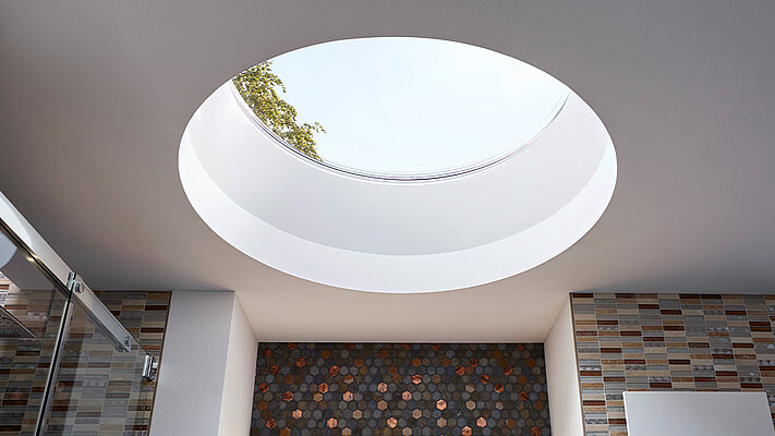 带合成材料框架的平屋顶天窗 圆形