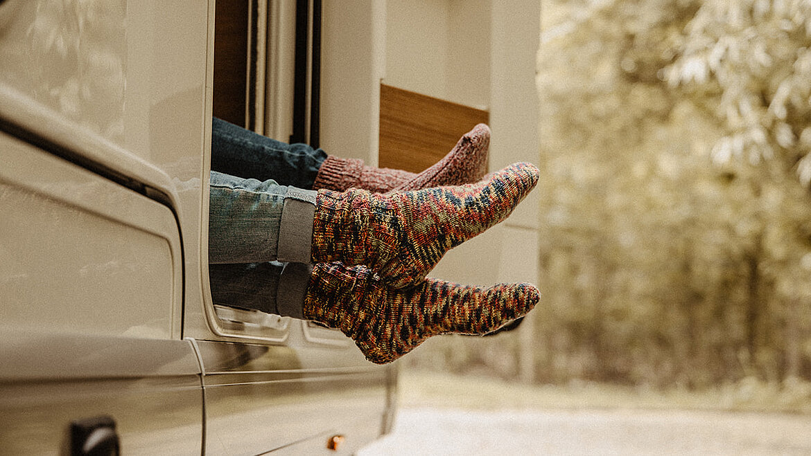 colourful wool socks Wool socks on caravan holiday | insights by LAMILUX