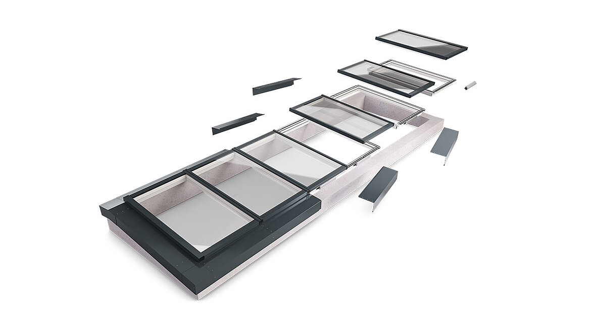 LAMILUX Modular Glass Skylight Illustration structure modular system