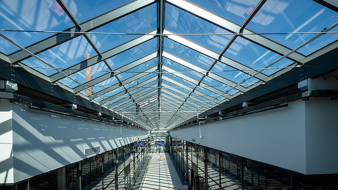 LAMILUX PR60 glass roof on the refurbished Selb Outlet Centre