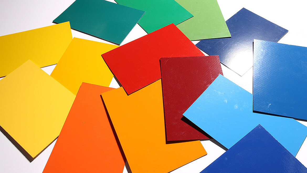 Plastic sheets in various colours and material compositions