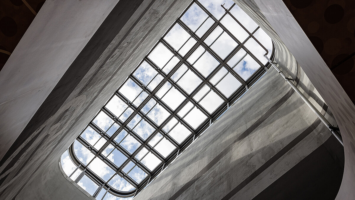 Large glass roof at the Cano Shopping Center in Singen