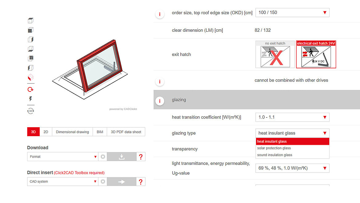 LAMILUX BIM and product configurator Selection of skylight variants Specifications