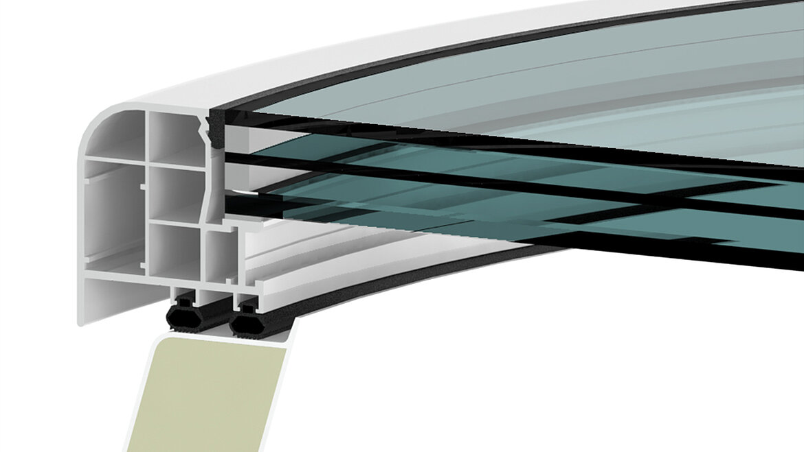 LAMILUX Glass Skylight F100 Circular - Solar protection glazing with matt, light-coloured film (MHF) triple TSG
