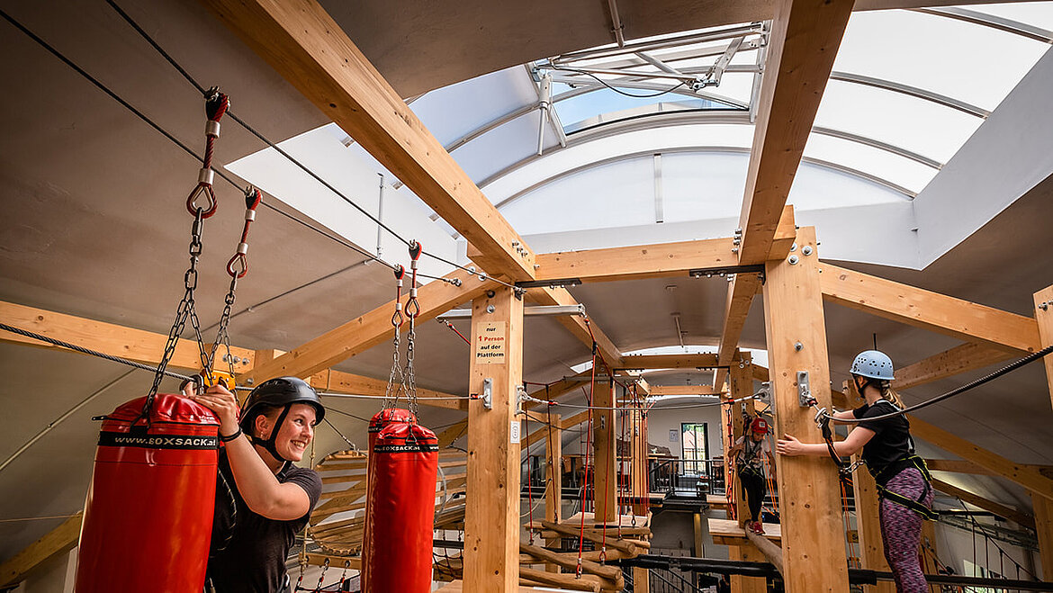 Climbing hall in Eisenach illuminated by LAMILUX continuous row luminaires B
