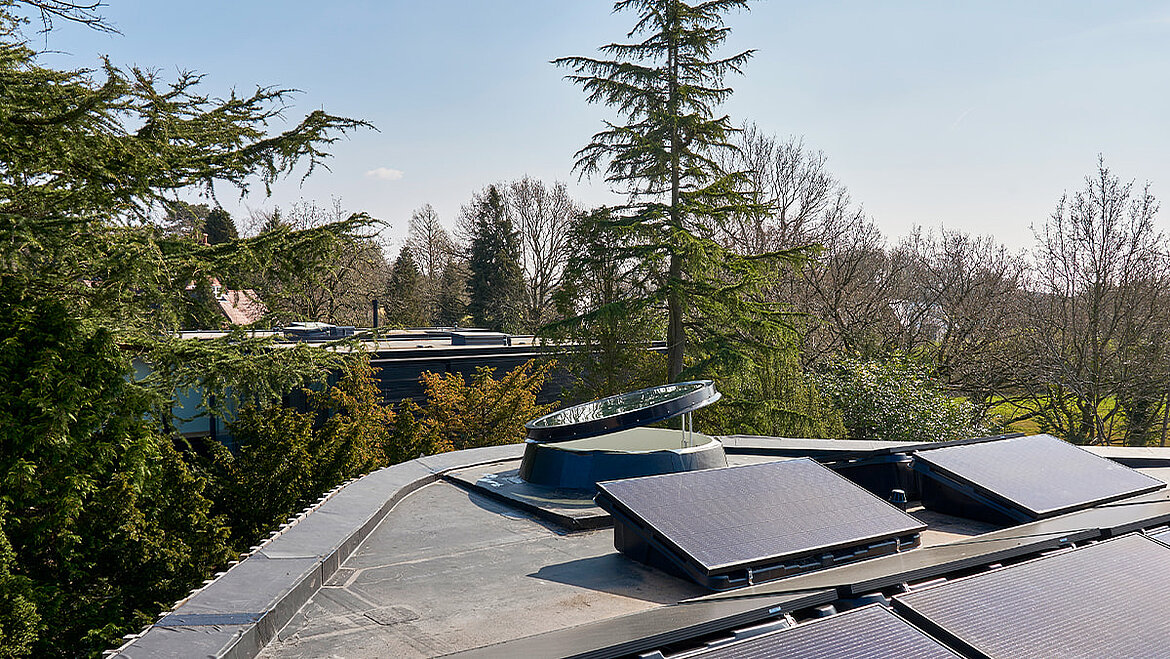 Trees behind LAMILUX Glass Skylights