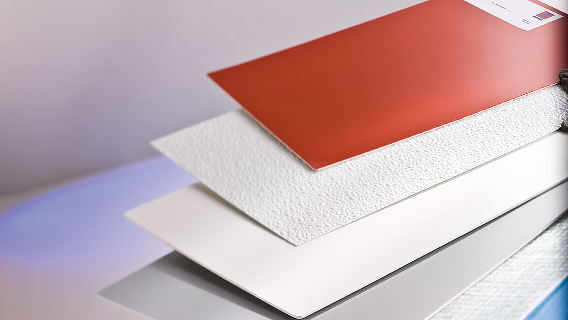 GRP sheets and plastic sheets as product samples