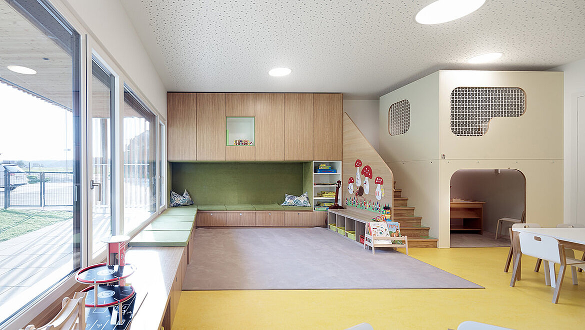 Room in a nursery with large windows