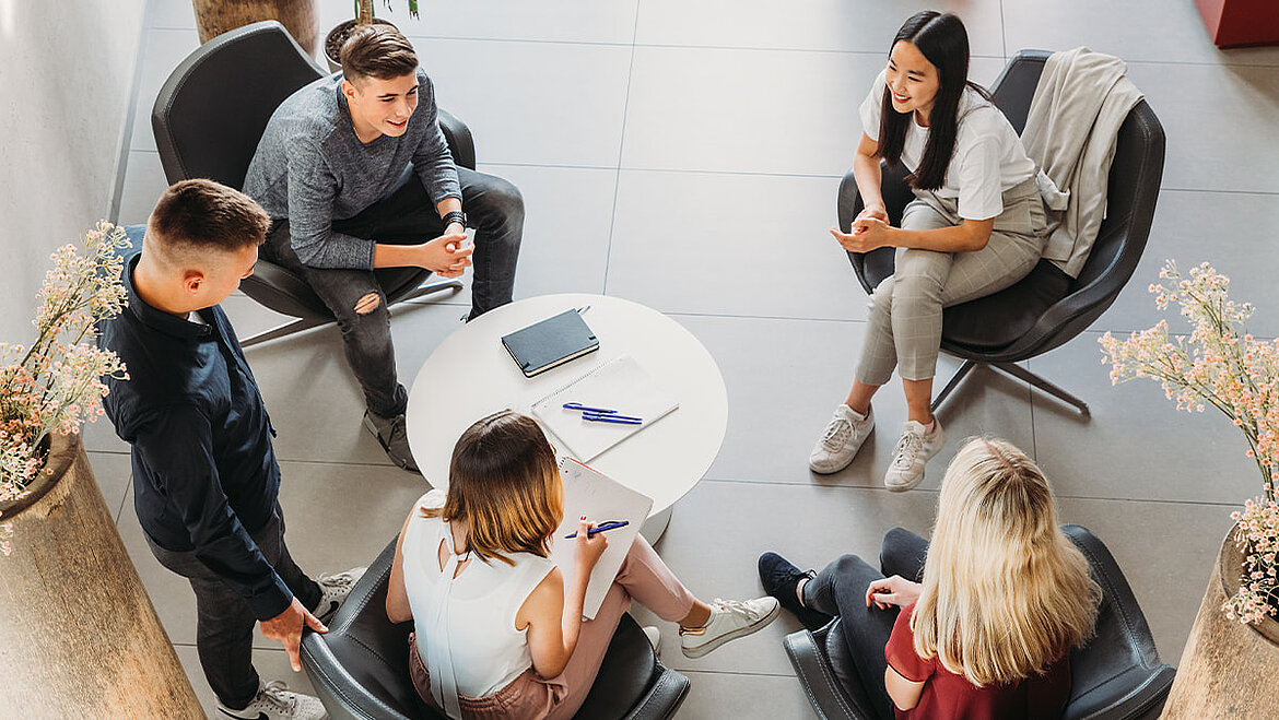 Employees in the chair circle