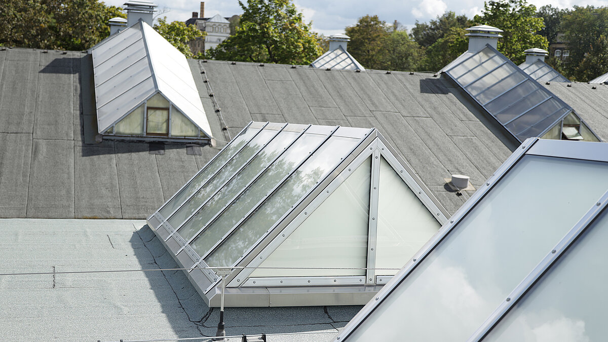 Several roof glazing installations at the Chemnitz Tram Museum featuring Glass Roof PR60