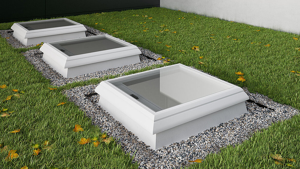 LAMILUX flat roof window F100 on greened flat roof | insights by LAMILUX