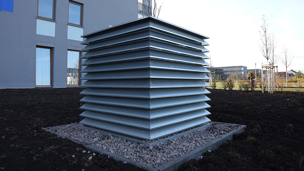 Ventilator supply air opening for the RDA system in front of the Johannesturm in Erfurt Supply air for RDA system for staircase smoke extraction | insights by LAMILUX