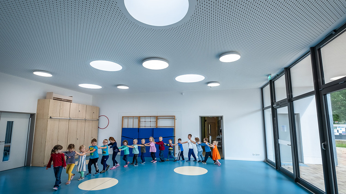 Glass Skylight F100 Circular in the Day care center in Wandlitz LAMILUX