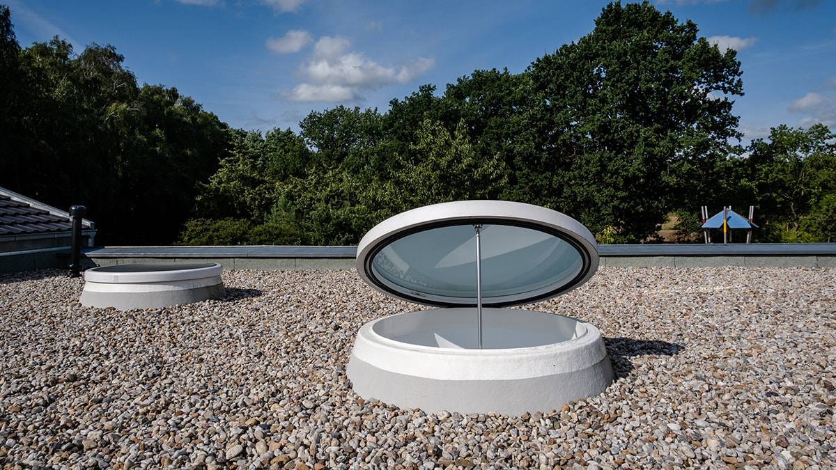 Glass Skylight F100 Circular in the Day care center in Wandlitz LAMILUX