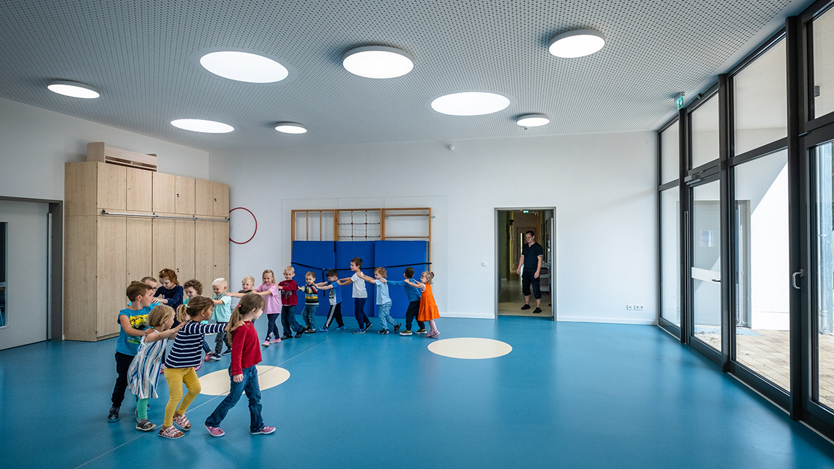 Glass Skylight F100 Circular in the Day care center in Wandlitz LAMILUX