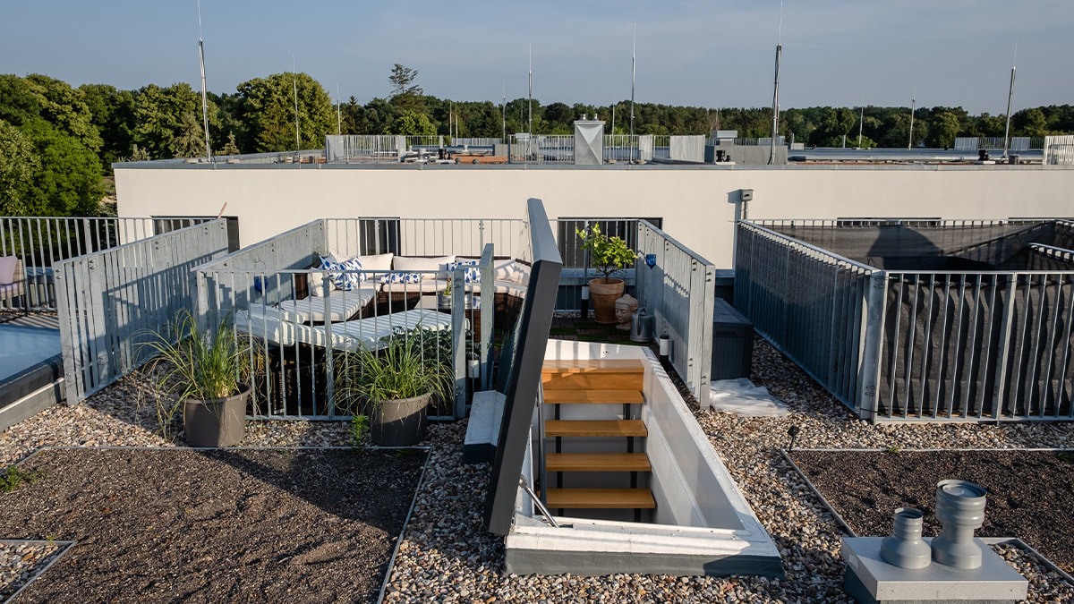 LAMILUX Flat Roof Access Hatch Comfort Swing at townhouse in berlin