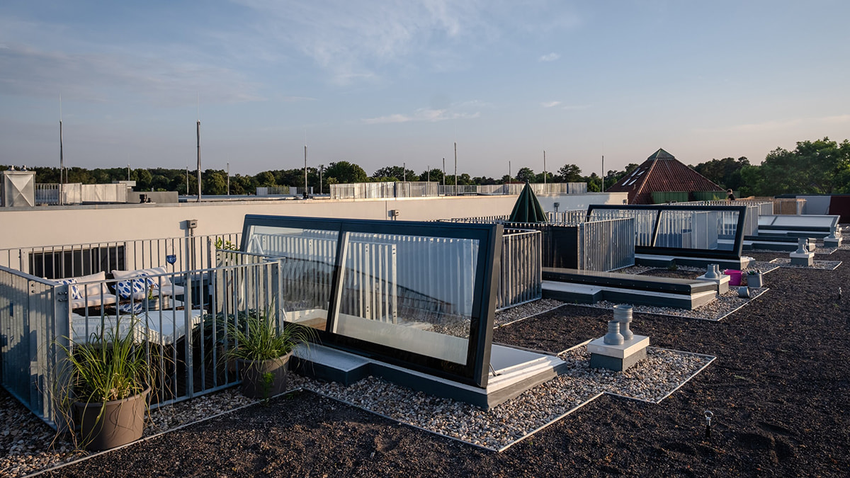 LAMILUX Flat Roof Access Hatch Comfort Swing at townhouse in berlin