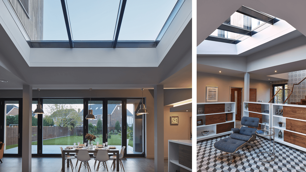 LAMILUX Glass Roof PR60 Passivhaus at the potton show homes in St. Neots (England)